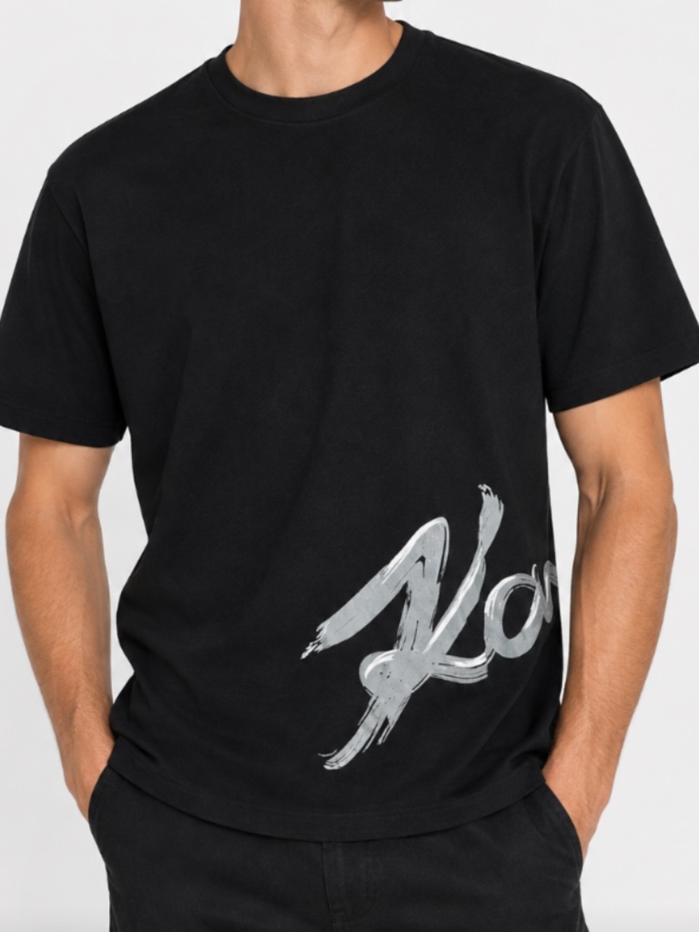 Karl Lagerfeld Black Graphic T-Shirt Men’s Size M| Designer Streetwear Tee